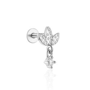 Sterling Silver cartilage Stud Earring with zircon Charm